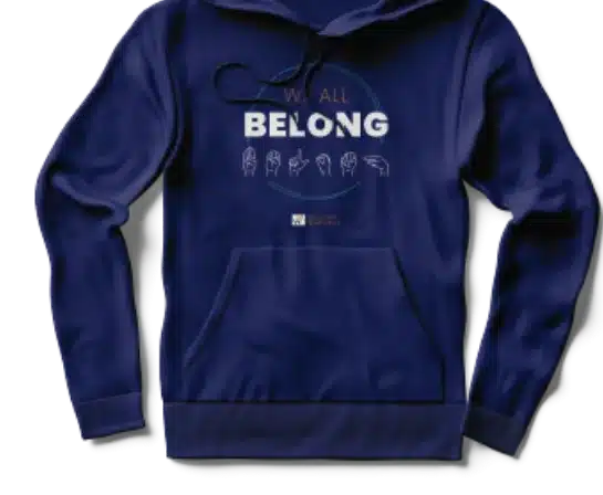 We All Belong Hoodie in Navy